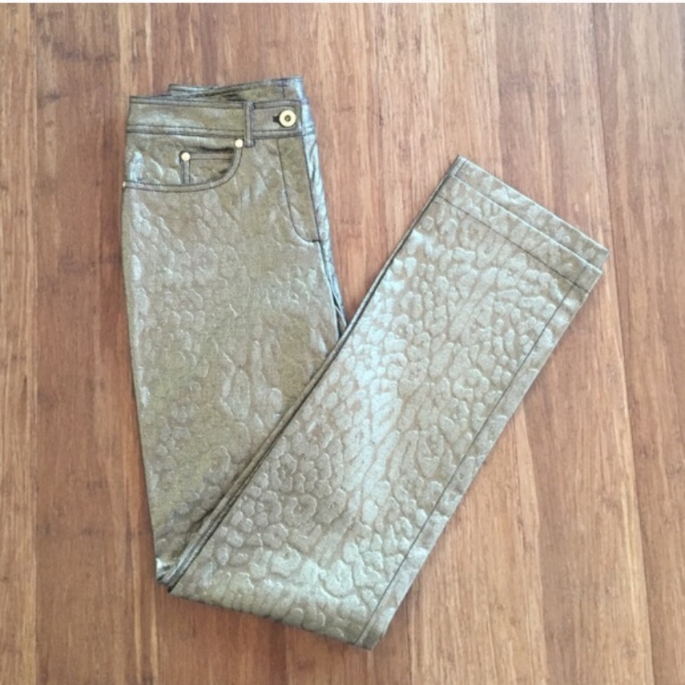 Gold Metallic Skin Jacquard Thora Pant